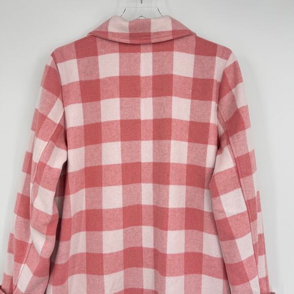 Draper James coat women's L gingham plaid button front collared pink white NEW - Picture 6 of 11